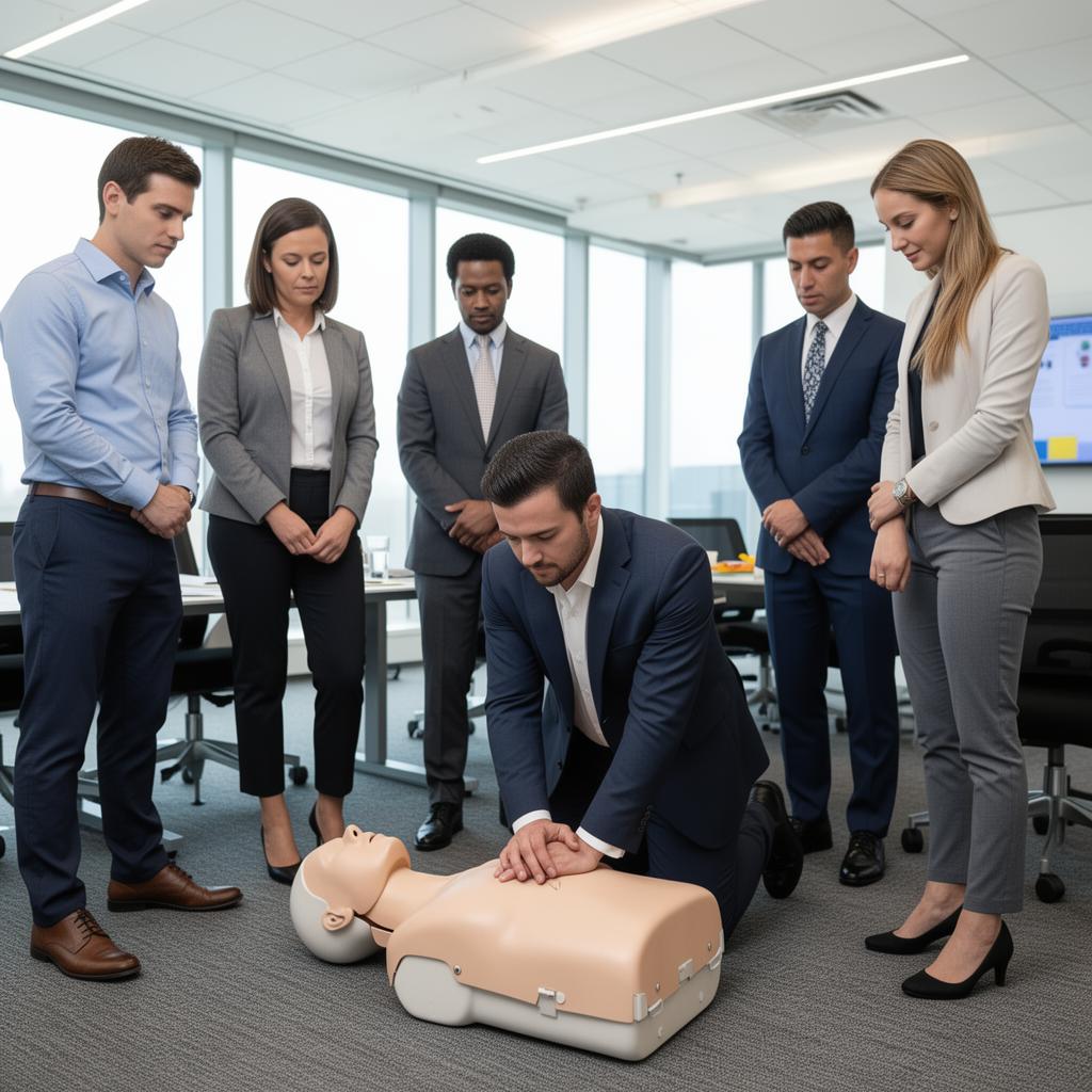 Professional CPR training in workplace
