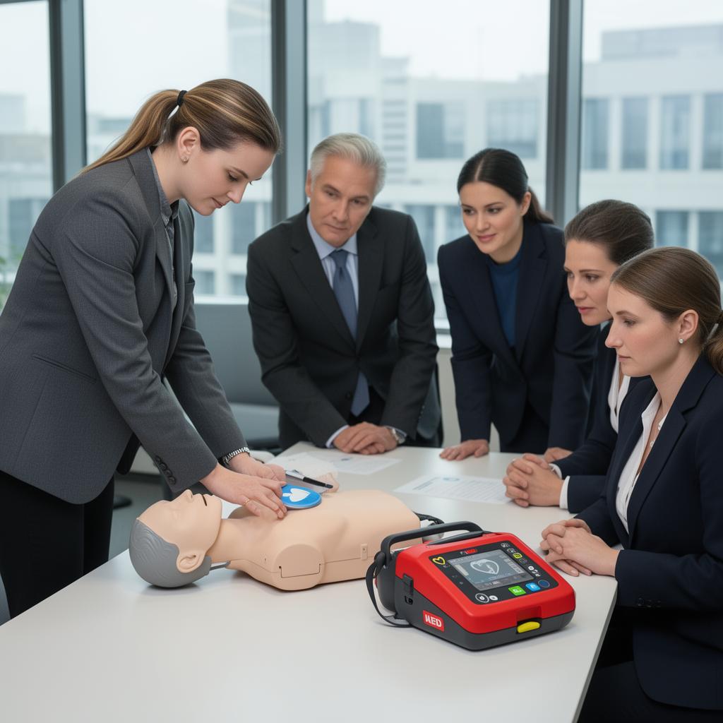 AED defibrillator training demonstration